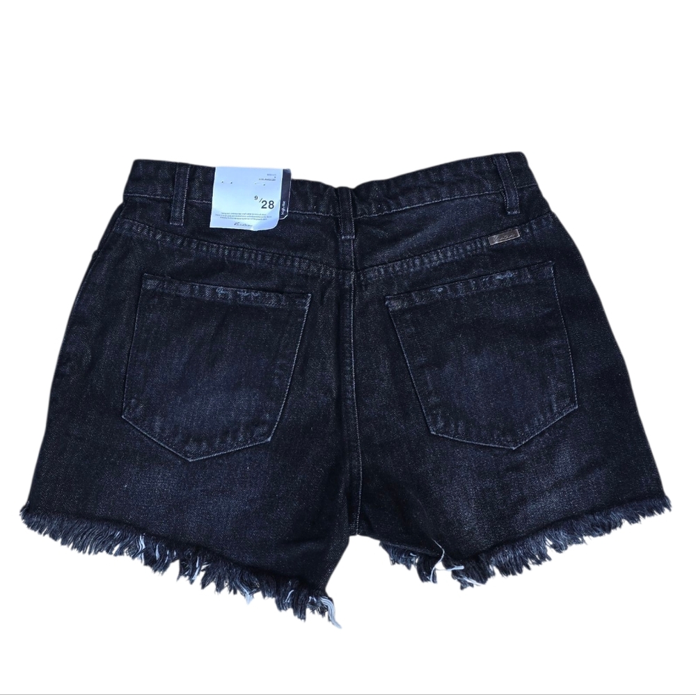KanCan Black Denim Distressed Cut Off Shorts Size 9 - Picture 2 of 2